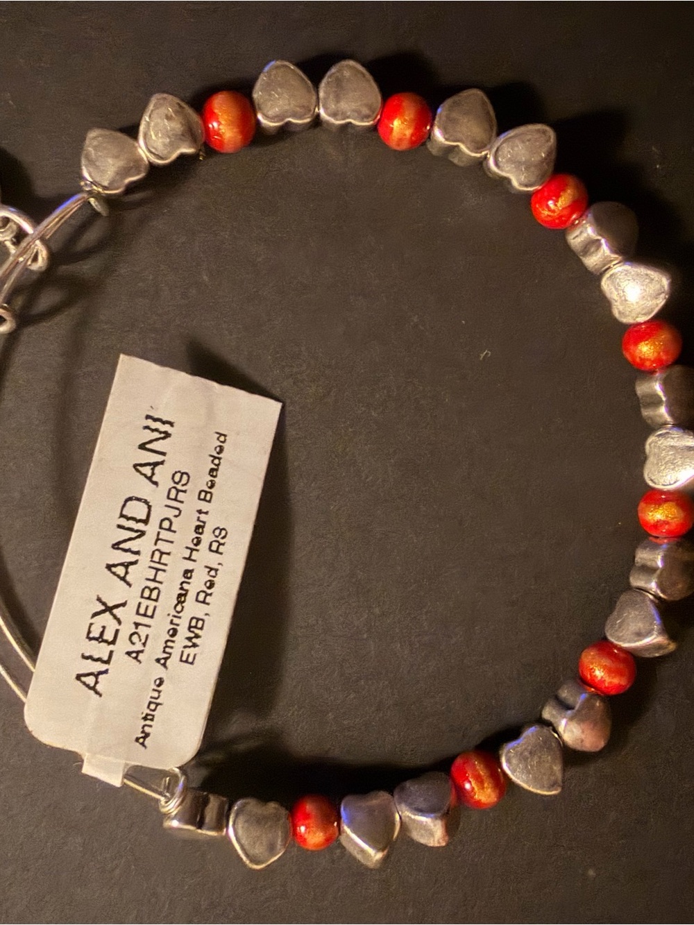 Alex and Ani Red Bead and Silver Heart Bracelet❤️🩶❤️🩶